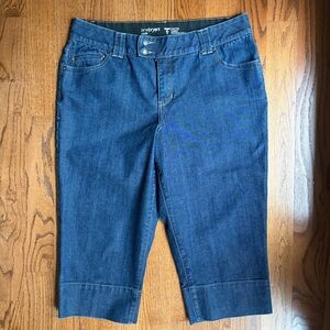 Lane Bryant Cropped Jeans Womens 18 Dark Blue Denim Elastic Waist. Like NEW!